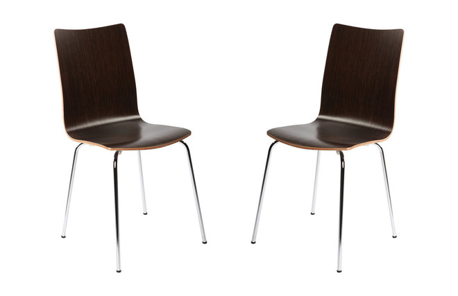Lot de 2 chaises design cuisine bois chocolat  ELLA