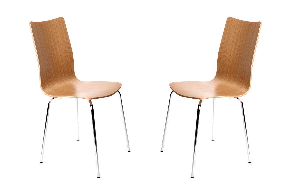 Lot de 2 chaises design cuisine bois coloris naturel ELLA