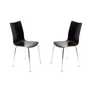 Lot de 2 chaises design cuisine bois noir ELLA