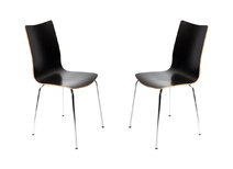 Lot de 2 chaises design cuisine bois noir ELLA