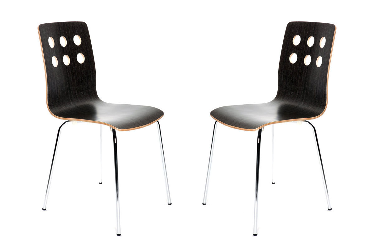 Lot de 2 chaises design cuisine bois noir TARA