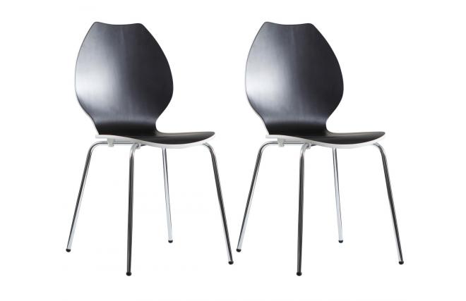 Lot de 2 chaises design cuisine noires et blanches AVA