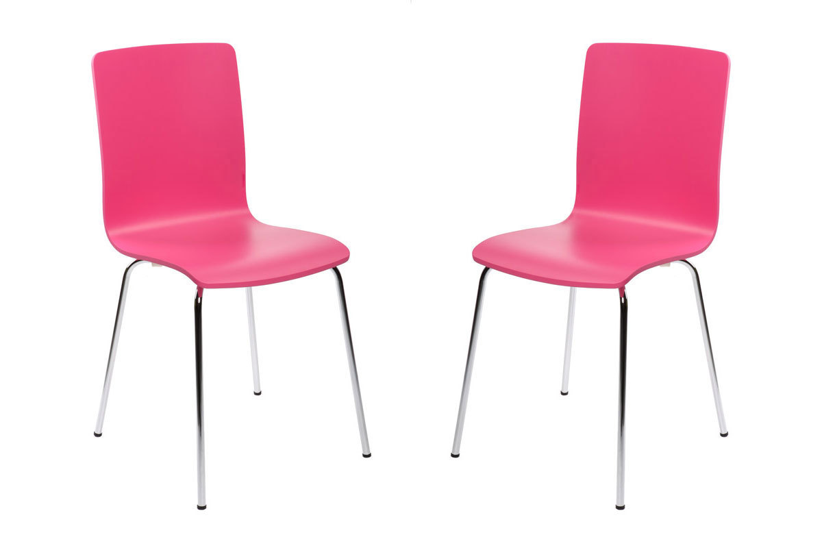 Lot de 2 chaises design cuisine roses NELLY