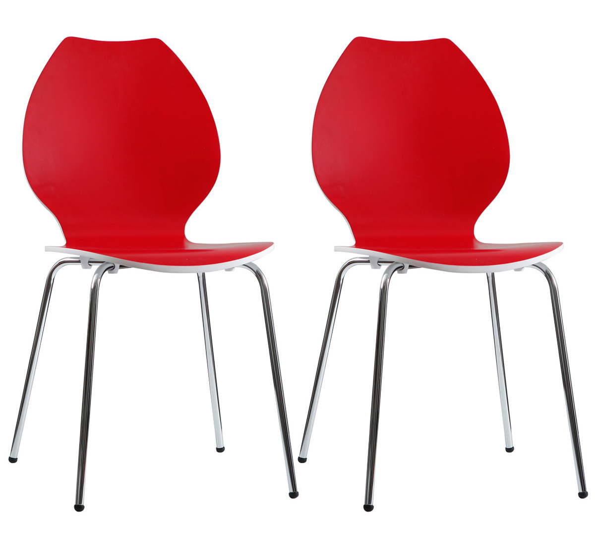 Lot de 2 chaises design cuisine rouges et blanches AVA