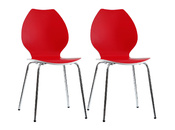 Lot de 2 chaises design cuisine rouges et blanches AVA