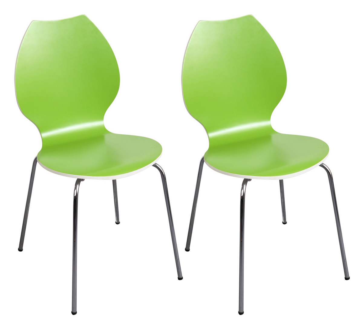 Lot de 2 chaises design cuisine vertes et blanches AVA