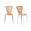 Lot de 2 chaises design empilables bois naturel fonc&eacute; LENA