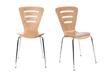 Lot de 2 chaises design empilables bois naturel fonc&eacute; LENA