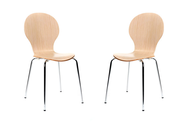 Lot de 2 chaises design empilables bois naturel NEW ABIGAIL
