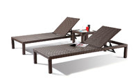 Lot de 2 chaises longues + table r&eacute;sine tress&eacute;e chocolat MARQUISES