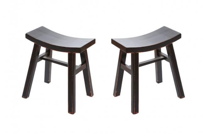 Lot de 2 tabourets baroques noirs ETALON