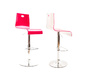 Lot de 2 tabourets bicolores roses et blancs SATURNE carr&eacute; 