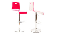 Lot de 2 tabourets bicolores roses et blancs SATURNE carr&eacute; 