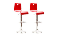 Lot de 2 tabourets bicolores rouges et blancs SATURNE carr&eacute; 