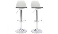 Lot de 2 tabourets de bar design blancs et noirs STEEVY
