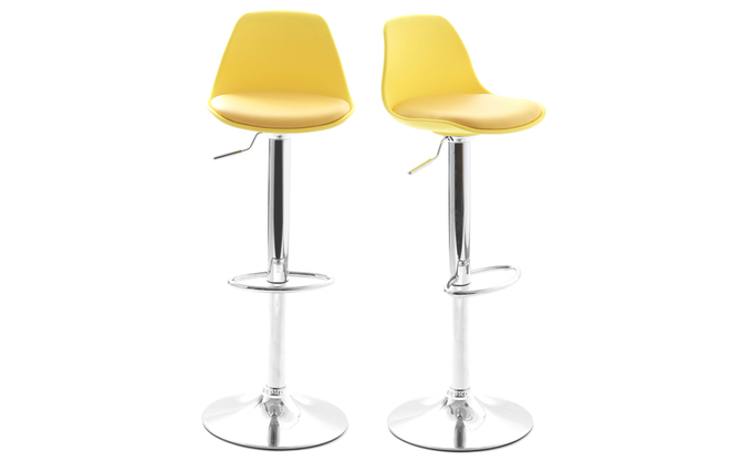 Lot de 2 tabourets de bar design jaunes STEEVY
