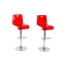 Lot de 2 tabourets rouges transparents SATURNE carr&eacute; 