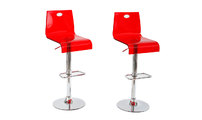 Lot de 2 tabourets rouges transparents SATURNE carr&eacute; 