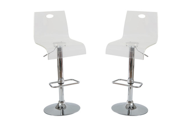 Lot de 2 tabourets transparents SATURNE carr&eacute; 