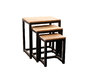 Lot de 3 tables gigognes industrielles m&eacute;tal et bois FACTORY