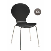 Lot de 4 chaises de cuisine / salle &agrave; manger noires Abigail image pub1