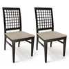 Lots de 2 Chaises cuisine / salle &agrave; manger - KORINA WENGE - Assise Microfibre Sable image pub1