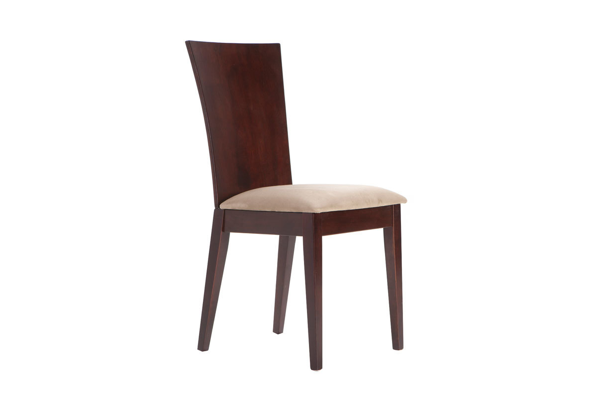Lots de 2 Chaises MAIDA cuisine / salle &agrave; manger - WENGE - Assise Microfibre marron clair image 1