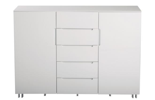 Meuble de rangement blanc NEW YORK 5 tiroirs et 2 portes 