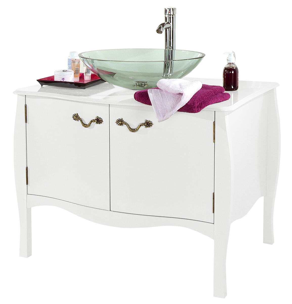 Meuble de salle de bains / rangement baroque blanc Louisa