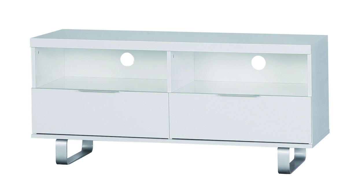 Meuble tv design blanc 2 casiers et 2 tiroirs L&eacute;a