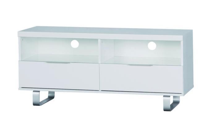 Meuble tv design blanc 2 casiers et 2 tiroirs L&eacute;a