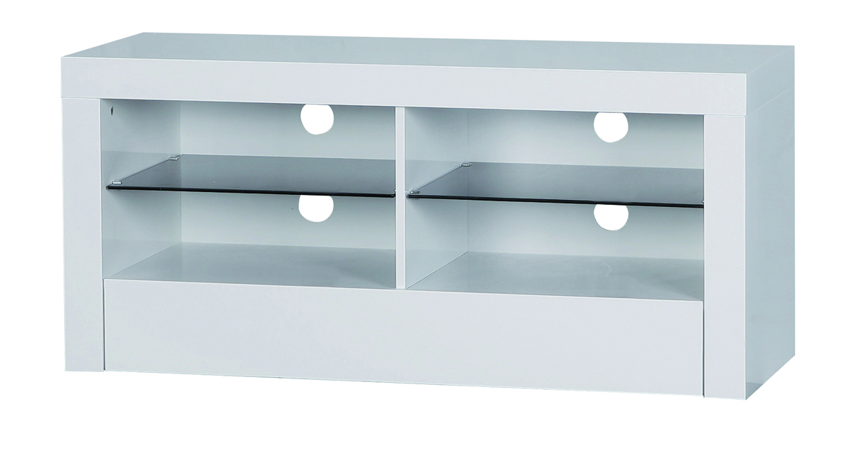 Meuble tv design blanc  4 casiers et 1 tiroir GLORIA