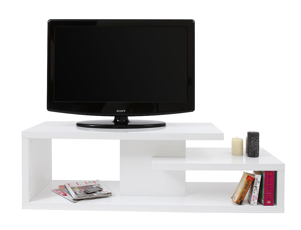 Meuble TV design laqu&eacute; blanc HALTON