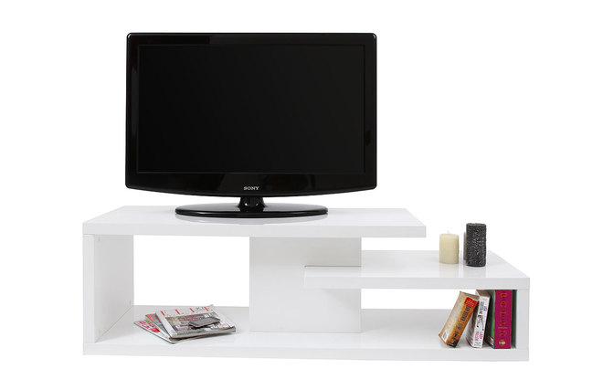 Meuble TV design laqu&eacute; blanc HALTON
