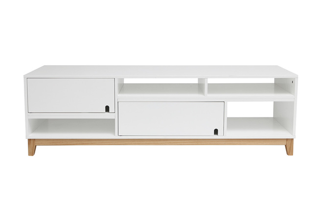 Meuble Tv Blanc Et Bois : Meuble Tv Design Laqué Blanc Mat Et Bois Skal – Miliboo Meuble Tv Blanc Et Bois : Meuble Tv Design Laqué Blanc Mat Et Bois Skal – Miliboo
