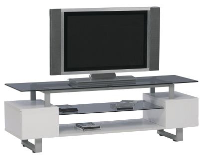 Meuble tv design laqu&eacute; blanc Telma