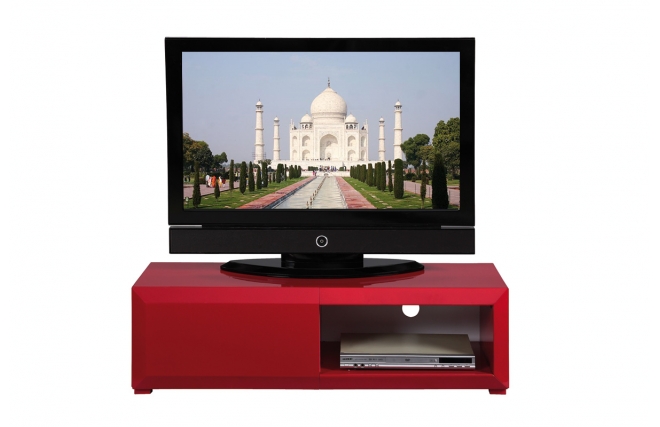 Meuble TV design laqu&eacute; framboise TIA