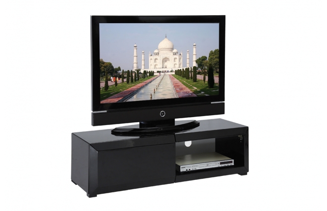 Meuble TV design laqu&eacute; noir TIA