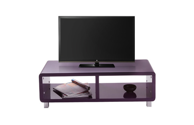 Meuble TV design laqu&eacute; violet PIXY