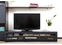 Meuble TV design lumineux 1.89 m chocolat et noir SYMBIOSIS