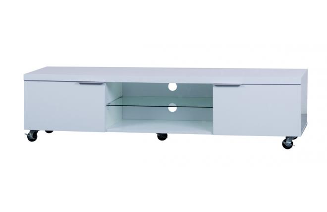 Meuble tv moderne sur roulettes blanc LEA