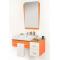 Meubles de salle de bains orange Pop : vasque, meuble sous vasque et miroir