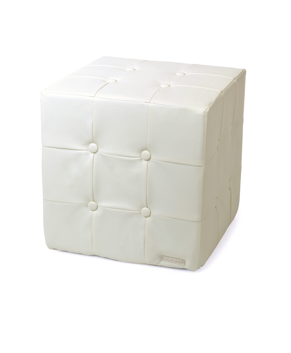 Pouf blanc moderne carr&eacute; Angelo