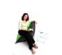 Pouf design polyester bicolore gris et vert anis SMALL MILIBAG 