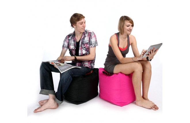 Pouf design waterproof carr&eacute; rose fuchsia CUBAG