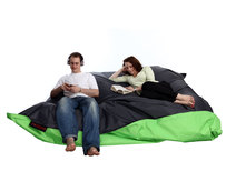 Pouf g&eacute;ant design bicolore vert et gris FAMILY MILIBAG 