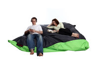 Pouf g&eacute;ant design bicolore vert et gris FAMILY MILIBAG 