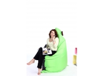 Pouf g&eacute;ant design polyester bicolore gris et anis BIG MILIBAG 