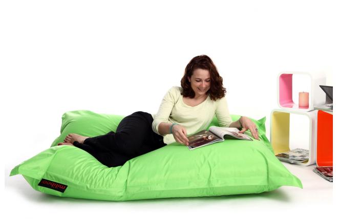 Pouf g&eacute;ant design polyester vert anis BIG MILIBAG