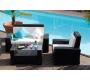 Salon de jardin BORA BORA - 2 fauteuils, 1 canap&eacute; 2 places & 1 table basse - Coloris Noir